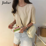 Basic Color Women T-Shirt Casual O-neck Summer Top Korean Hipster S-XL