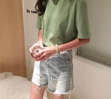 Basic Color Women T-Shirt Casual O-neck Summer Top Korean Hipster S-XL