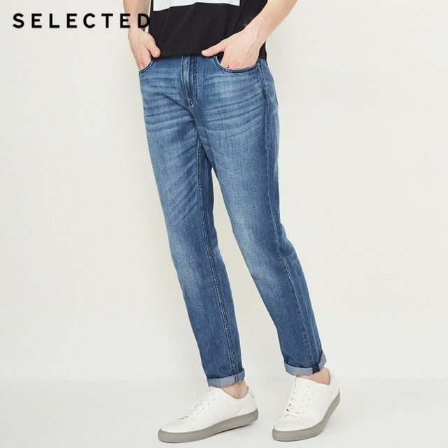 SELECTED Men Jeans Modis Cotton & Linen Do Old Edge Grinding Prewashed Male Casual Denim Pants