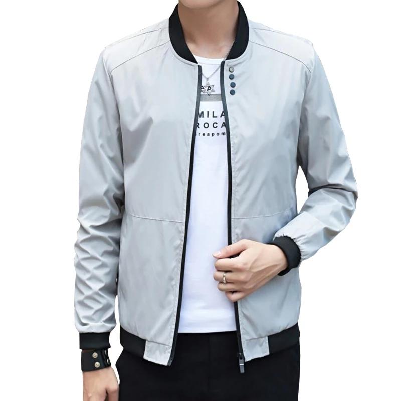 Fashion Male Jacket Men Thin Windbreaker Black Bomber