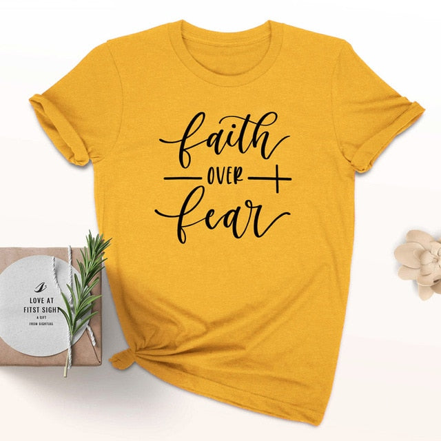 Faith Over Fear Christian T-Shirt Religion Clothing For Women