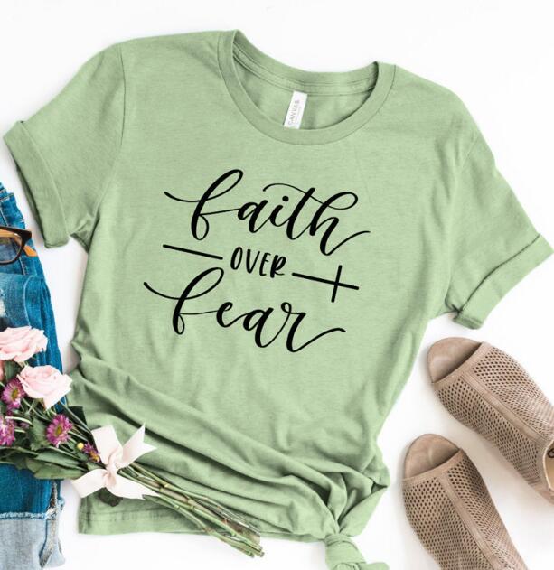 Faith Over Fear Christian T-Shirt Religion Clothing For Women