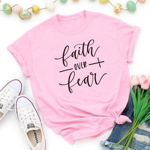 Faith Over Fear Christian T-Shirt Religion Clothing For Women