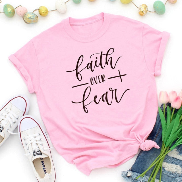 Faith Over Fear Christian T-Shirt Religion Clothing For Women