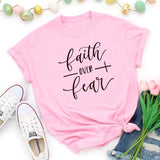 Faith Over Fear Christian T-Shirt Religion Clothing For Women