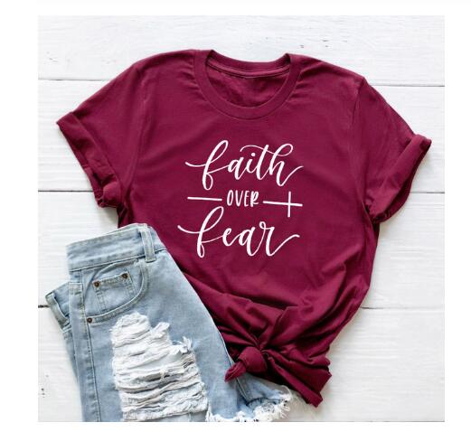 Faith Over Fear Christian T-Shirt Religion Clothing For Women