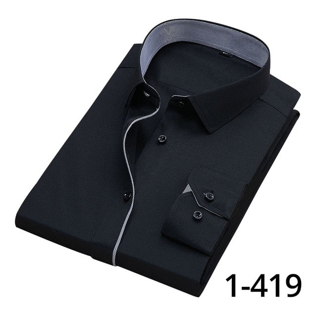 Long Sleeve Twill Solid Formal Business Shirt