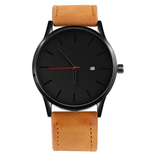 Men's Fashion Watch Top Brand Luxury Sport with Leather Brace Casual