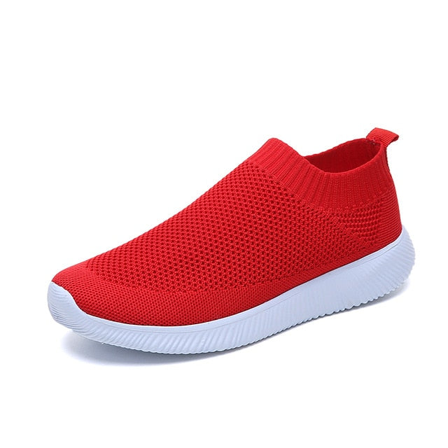 women Sneaker spring summer slip on platform knitting flats soft walking shoes