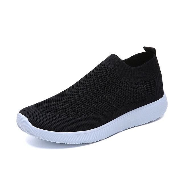 women Sneaker spring summer slip on platform knitting flats soft walking shoes