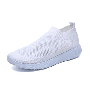 women Sneaker spring summer slip on platform knitting flats soft walking shoes