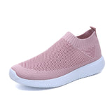 women Sneaker spring summer slip on platform knitting flats soft walking shoes