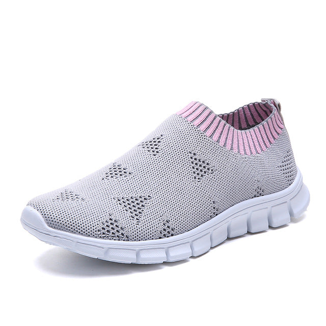 women Sneaker spring summer slip on platform knitting flats soft walking shoes