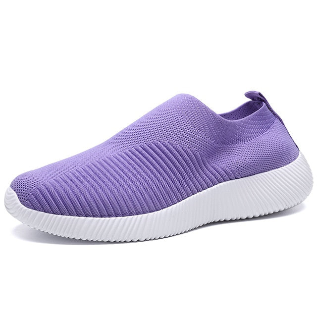 women Sneaker spring summer slip on platform knitting flats soft walking shoes