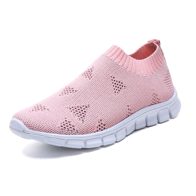 women Sneaker spring summer slip on platform knitting flats soft walking shoes