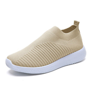 women Sneaker spring summer slip on platform knitting flats soft walking shoes