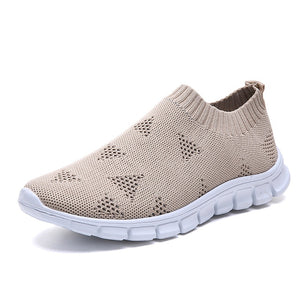 women Sneaker spring summer slip on platform knitting flats soft walking shoes