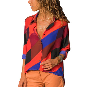 Women Blouses Chic Striped Print Office Shirt Top Fashion Long Sleeve Chiffon  Casual for Ladies