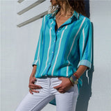 Women Blouses Chic Striped Print Office Shirt Top Fashion Long Sleeve Chiffon  Casual for Ladies