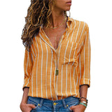 Women Blouses Chic Striped Print Office Shirt Top Fashion Long Sleeve Chiffon  Casual for Ladies