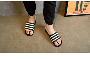 Men's Slippers EVA Men Shoes Women Flip Flops Soft Black and White Stripes Casual Summer for Unisex