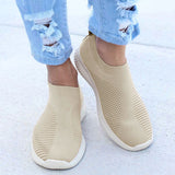 women Sneaker spring summer slip on platform knitting flats soft walking shoes