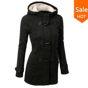 Women Causal Coat  New Spring Autumn  Overcoat for Female Hooded Zipper Horn Button Outwear Jacket Casaco Feminino