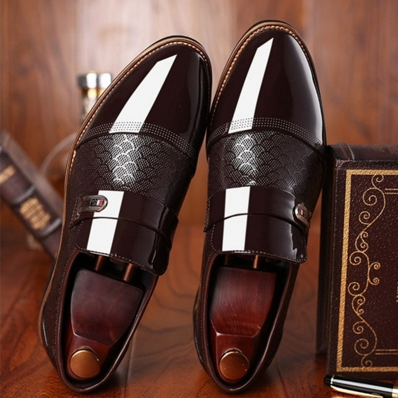 Fashion Dress Men Leather Shoes Slip On Dress Oxfords