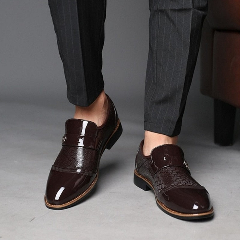 Fashion Dress Men Leather Shoes Slip On Dress Oxfords