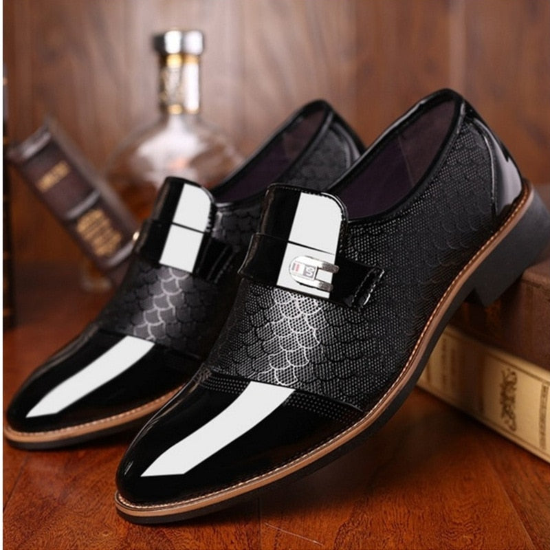 Fashion Dress Men Leather Shoes Slip On Dress Oxfords