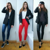 2 Piece Sets Double Breasted Striped Blazer Jacket & Zipper Trousers Suit For all Ladies