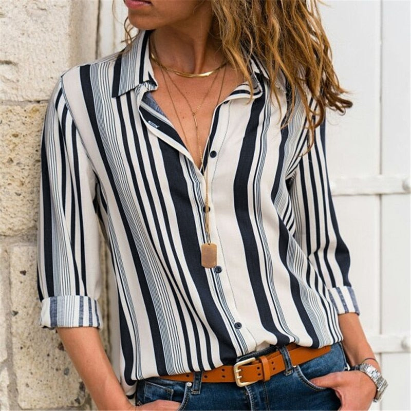 Women Blouses Fashion Long Sleeve  Down Collar