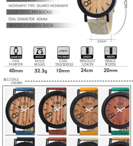 Fashion Luxury Imitation Wood Grain Watch for Men & Women Simple Casual Leather Clocks Couple Sports Quartz Wristwatch