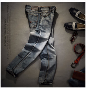 Straight Denim Men's Jeans  Casual Men Long Pants Trousers Brand Biker  for Male