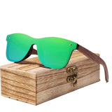 Mens Polarized Walnut Wood Mirror Lens Sun Glasses