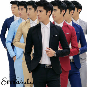 Men's Casual Slim Fit Formal Business One Button Suit Blazer Coat Jacket Tops