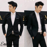 Men's Casual Slim Fit Formal Business One Button Suit Blazer Coat Jacket Tops