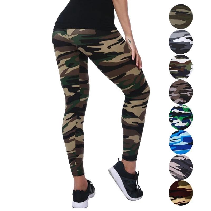 New Fashion Camouflage Printing Elasticity Leggings Fitness For Women Pant  Milk Legging