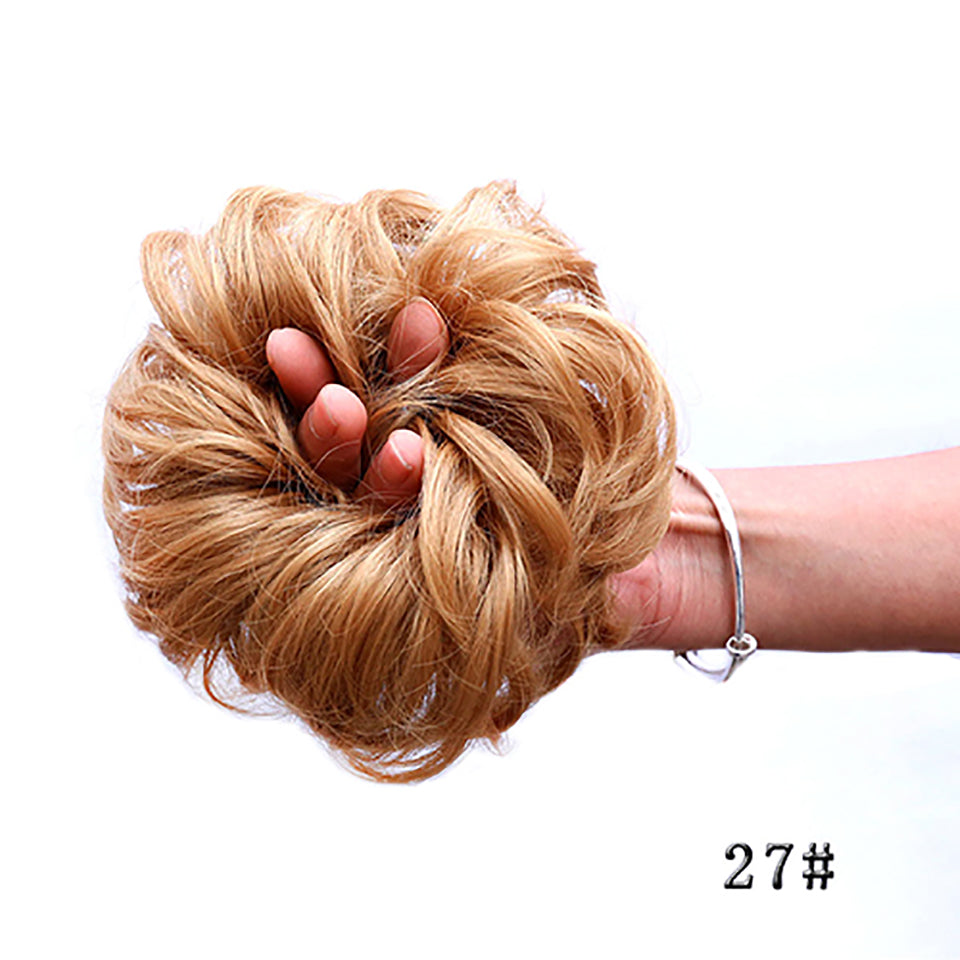 Women Synthetic Bun Elastic Dount Blonde Black Heat Resistant Clip In  Extensions Chignon Hair