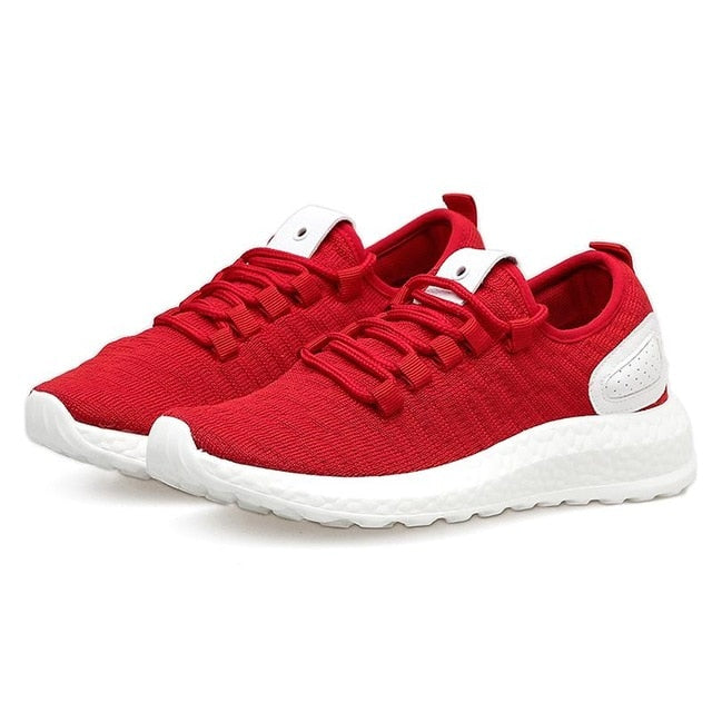 Women & Men Lightweight Sneakers Summer Knit Breathable Trainers Soft Couple Walking Shoes white