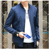 Fashion Male Jacket Men Thin Windbreaker Black Bomber