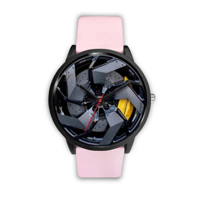 Men's Quartz watch Luxury Racing Car Wheel Free Stainless Strap Clock