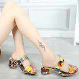 Women Multi Colors Sandals Fashion High Heels Open Toe Beach Flip Flops