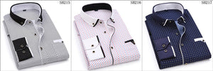 Men Fashion Casual Long Sleeved Printed shirt Slim Fit Male Social Business Dress