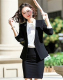 Women Suit Office Slim Fashion Long Sleeve Single Button Blazer And Trouser Set