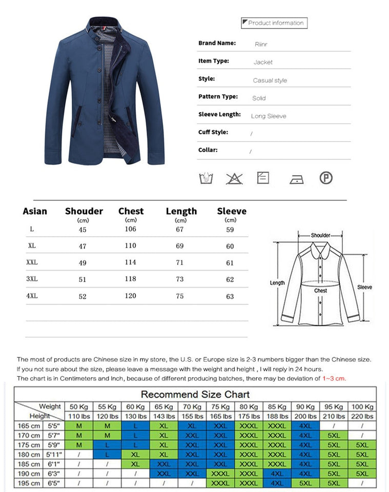 New Style Men's Jacket High Quality Fashion Slim Fit Casual Streetwear Vintage Outwear