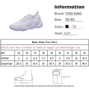 Women Sneakers Mesh Flat Lace Up Stretch Fabric Platform Vulcanized Casual Shoes Breathable Fashion