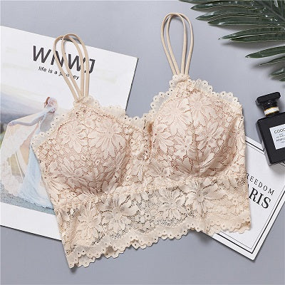 Women Push Up Wireless Lace Bra Top Plus Size Underwear Lingerie Full Cup