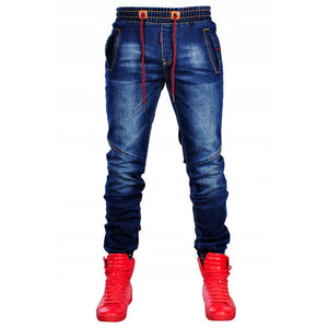 Lates Top Fashion Mens Jeans Patchwork Trousers with Holes Denim Pencil Zipper Pants