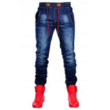 Lates Top Fashion Mens Jeans Patchwork Trousers with Holes Denim Pencil Zipper Pants